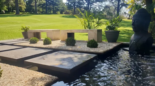 Custom water feature installation and garden pond design Gauteng by Living Green Landscapes
